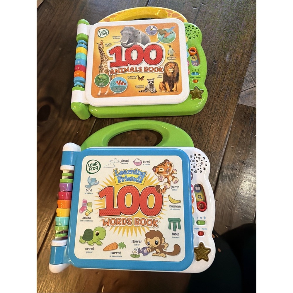 LeapFrog 100 Words & 100 Animals‎ Interactive Learning Books Tested Lot 2
